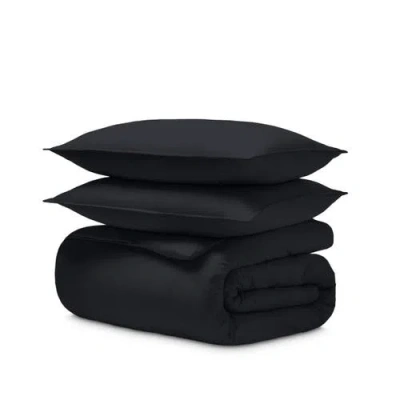 Bare Home Organic Cotton Jersey Duvet Cover & Pillowsham Set In Black