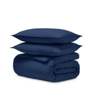 Bare Home Organic Cotton Jersey Duvet Cover & Pillowsham Set In Blue