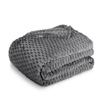 Bare Home Plush Textured Microplush Fleece Blanket In Waffle Gray