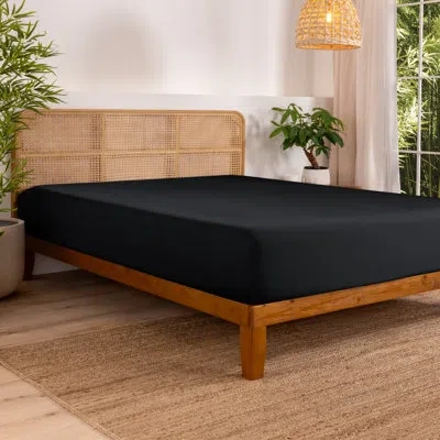 Bare Home Rayon From Bamboo Fitted Sheet In Black