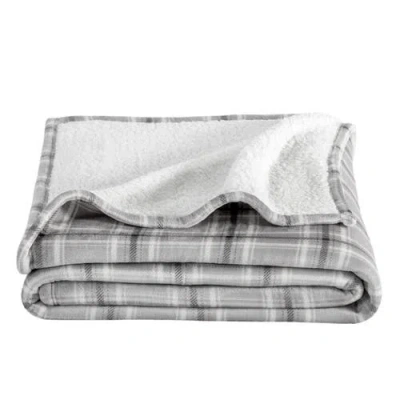 Bare Home Reversible Plush Fleece Blanket In Gray