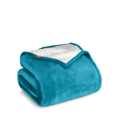 Bare Home Reversible Plush Fleece Blanket In Blue