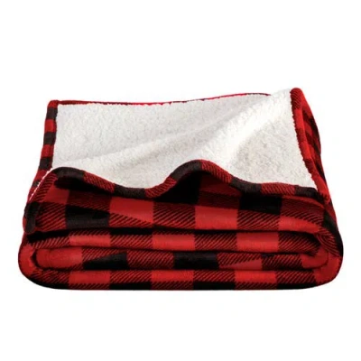 Bare Home Reversible Plush Fleece Blanket In Red