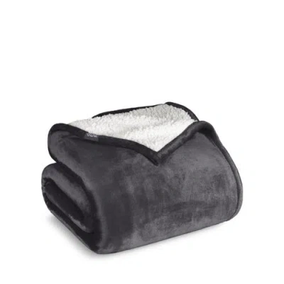 Bare Home Reversible Plush Fleece Blanket In Black