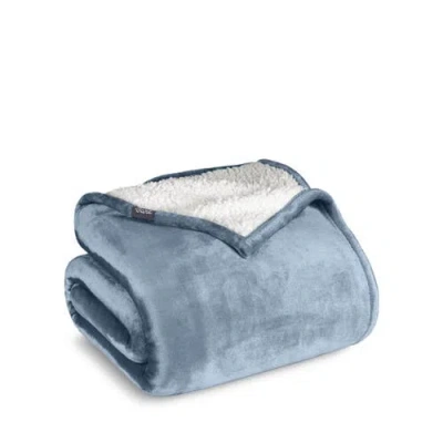 Bare Home Reversible Plush Fleece Blanket In Blue