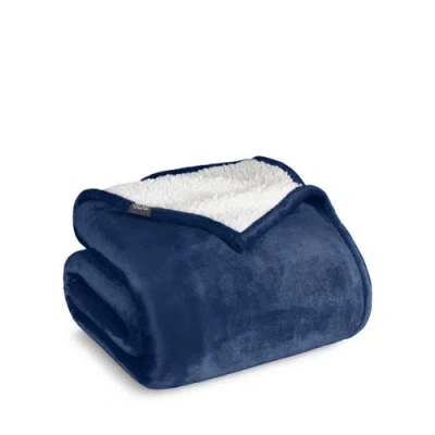 Bare Home Reversible Plush Fleece Blanket In Blue