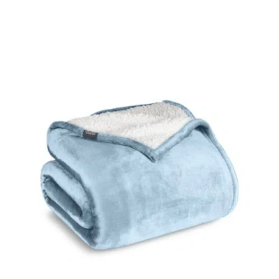 Bare Home Reversible Plush Fleece Blanket In Blue