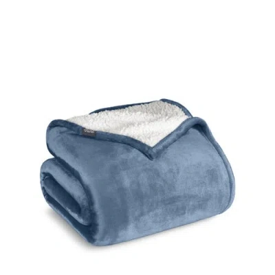 Bare Home Reversible Plush Fleece Blanket In Blue