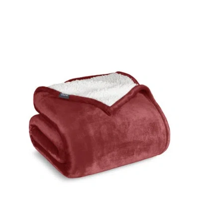 Bare Home Reversible Plush Fleece Blanket In Burgundy