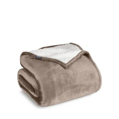 Bare Home Reversible Plush Fleece Blanket In Brown