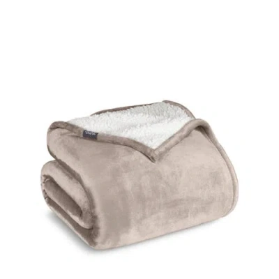 Bare Home Reversible Plush Fleece Blanket In Brown