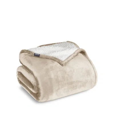 Bare Home Reversible Plush Fleece Blanket In Nude