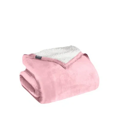 Bare Home Reversible Plush Fleece Blanket In Pink
