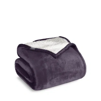 Bare Home Reversible Plush Fleece Blanket In Purple