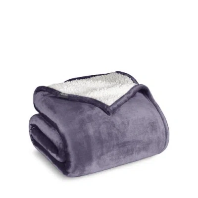 Bare Home Reversible Plush Fleece Blanket In Purple