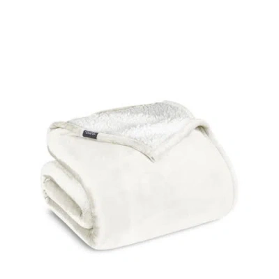 Bare Home Reversible Plush Fleece Blanket In White