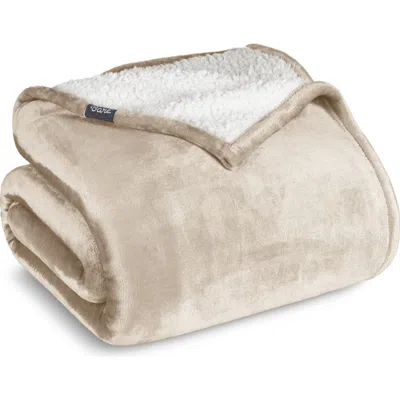 Bare Home Reversible Plush Fleece Throw Blanket In White