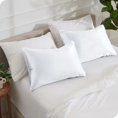 Bare Home Satin Pillowcase Set Zipper Closure In White