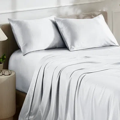 Bare Home Satin Sheet Set In White