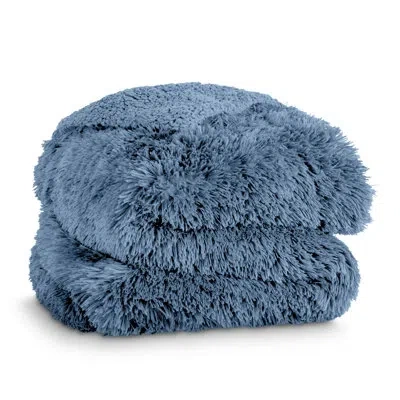 Bare Home Shaggy Faux Fur Sherpa Blanket In Coronet Blue