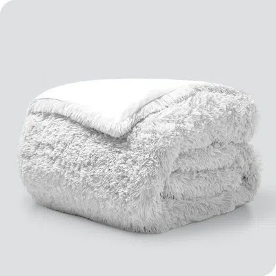 Bare Home Shaggy Fleece Plush Duvet Cover In White