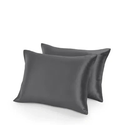 Bare Home Soft Poly Satin Pillowcase Set In Gray