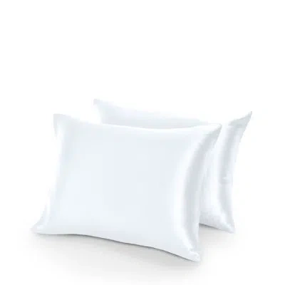 Bare Home Soft Poly Satin Pillowcase Set In White