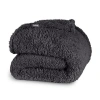Bare Home Solid Faux Shearling Blanket In Black