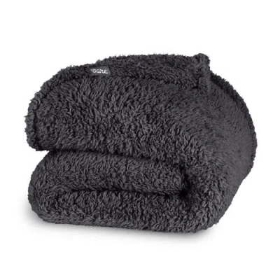 Bare Home Solid Faux Shearling Blanket In Black