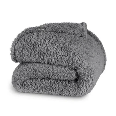 Bare Home Solid Faux Shearling Blanket In Gray
