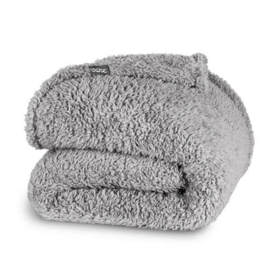 Bare Home Solid Faux Shearling Blanket In Gray