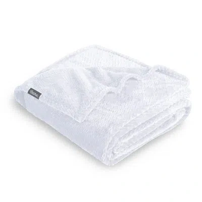 Bare Home Textured Microplush Blanket In White