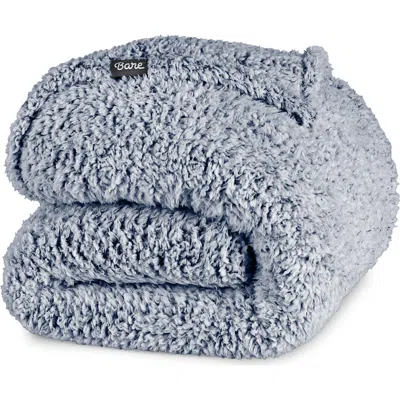 Bare Home Tipped Faux Shearling Throw Blanket In Blue