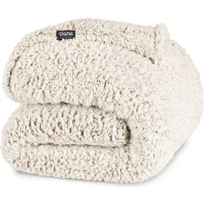 Bare Home Tipped Faux Shearling Throw Blanket In Neutral