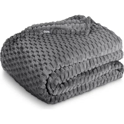 Bare Home Waffle Microplush Fleece Blanket In Gray