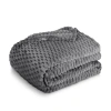 Bare Home Waffle Microplush Fleece Throw Blanket In Gray