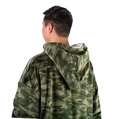 Bare Home Wearable Hooded Sherpa Blanket In Camo - Forest Green