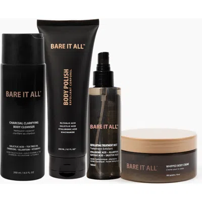 Bare It All 4 Piece Method Kit Charcoal Cleanser Body Polish Treatment Mist And Creme In Transparent