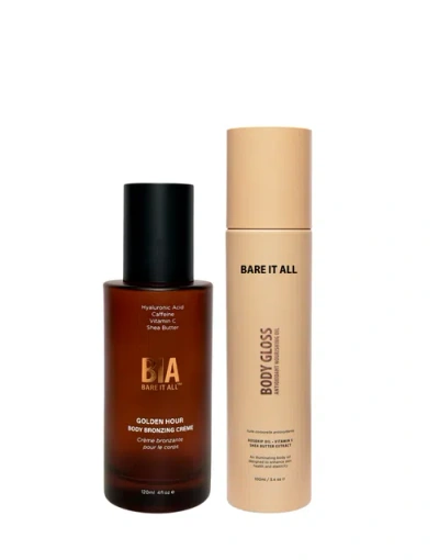 Bare It All Bronze And Shine Kit Bronzing Creme And Body Oil In Transparent