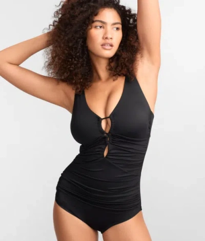 Bare Keyhole Shaping One-piece In Black