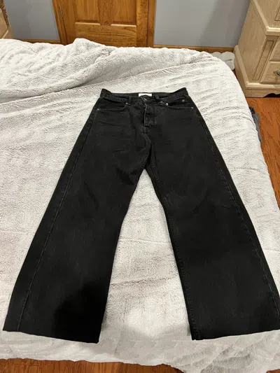 Pre-owned Bare Knuckles Javier Wide Leg Jeans Size 30 In Black