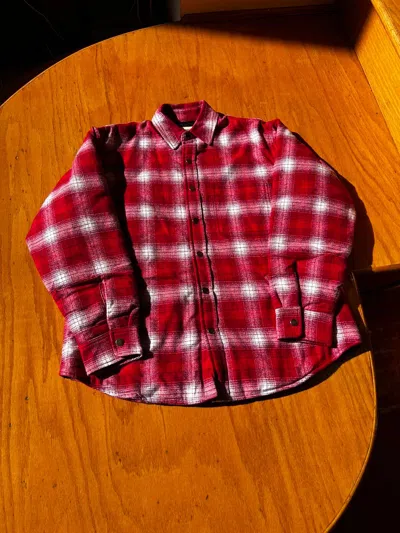 Pre-owned Bare Knuckles Padded Flannel Jacket In Red