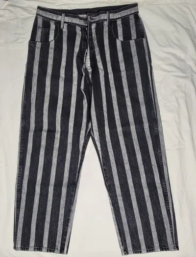 Pre-owned Bare Knuckles Striped Baggy Denim In Black