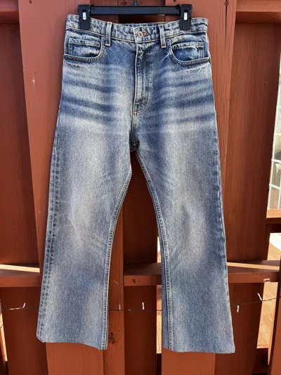 Pre-owned Bare Knuckles Washed Indigo Flared Jeans In Blue