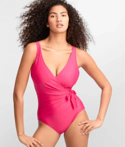 Bare Plunge Side-tie One-piece In Pink