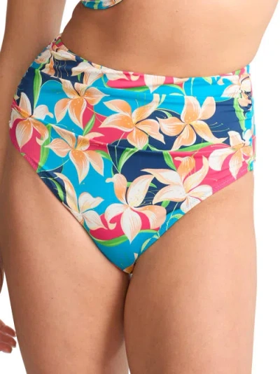 Bare Ruched High-waist Bikini Bottom In Multi
