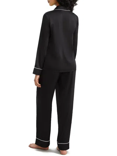 Bare Women's The Washed Satin Pajama Set In Black