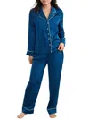 Bare Washed Satin Pajama Set In Blue
