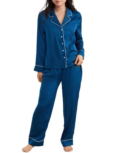 Bare Women's The Washed Satin Pajama Set In Blue
