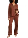Bare Washed Satin Pajama Set In Brown